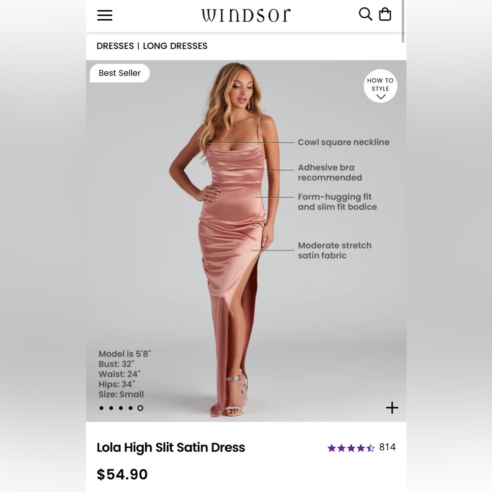 WINDSOR ROSE GOLD PROM DRESS - Picture 5 of 13